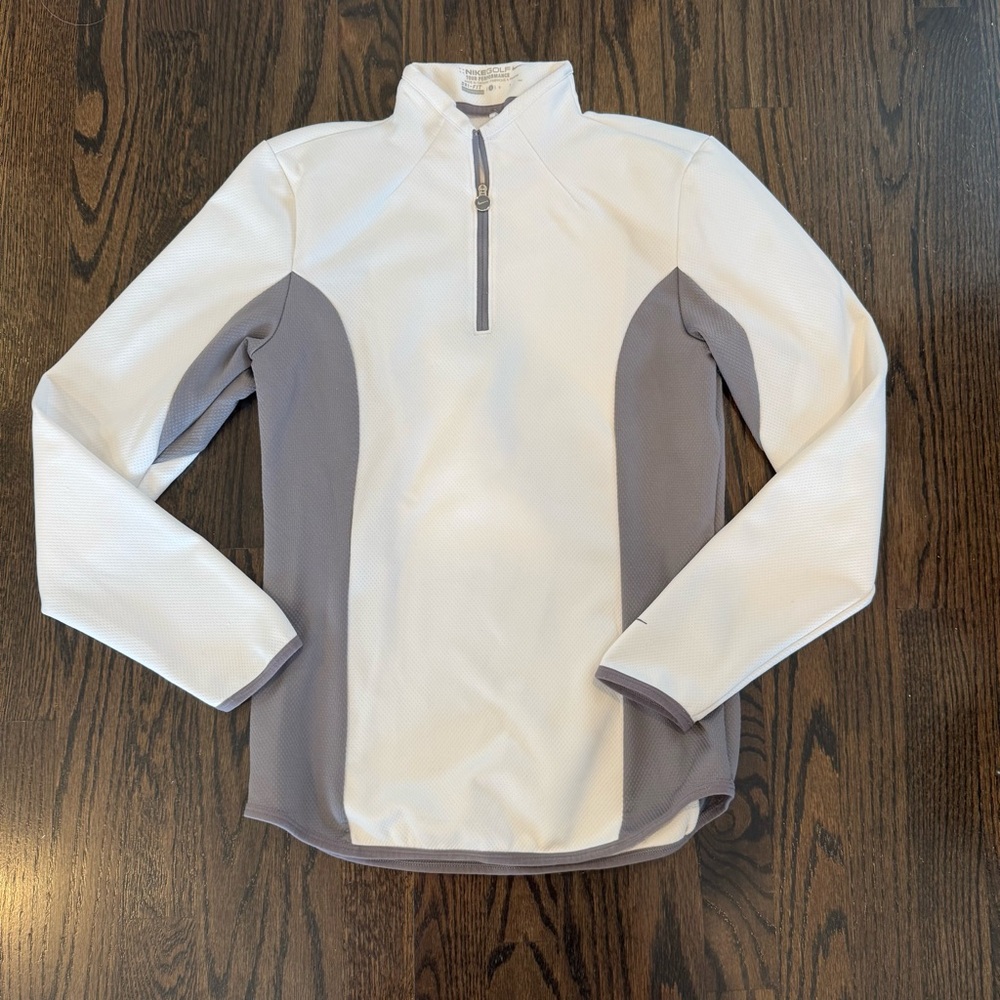 White and Gray Quarter-Zip Pullover